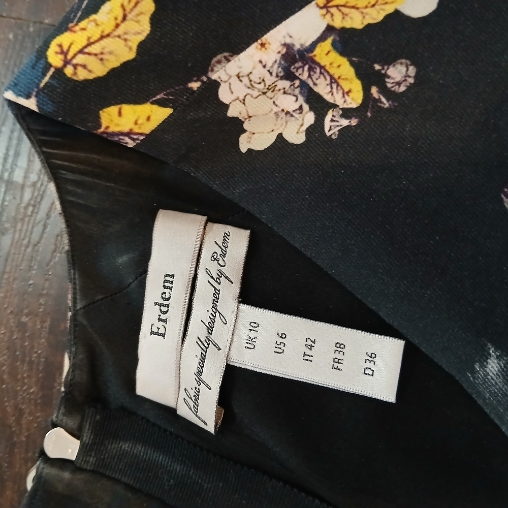 ERDEM Black Floral Midi Dress - Picture 2 of 7